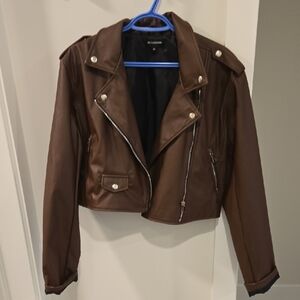 Pretty Little Thing Brown Faux Leather Jacket